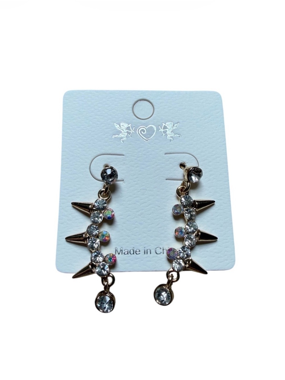 Gold Spike Dangle Earrings